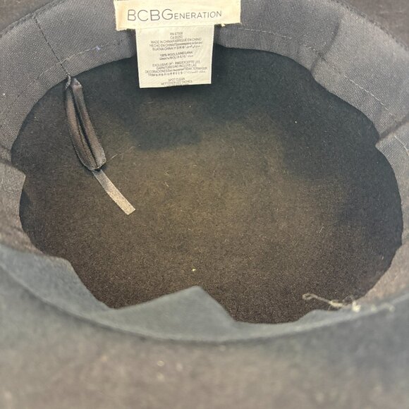 BCBGeneration Black Wool Floppy Hat with Chain Detail - Picture 2 of 4